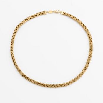 Collier, flätad, 18K guld,