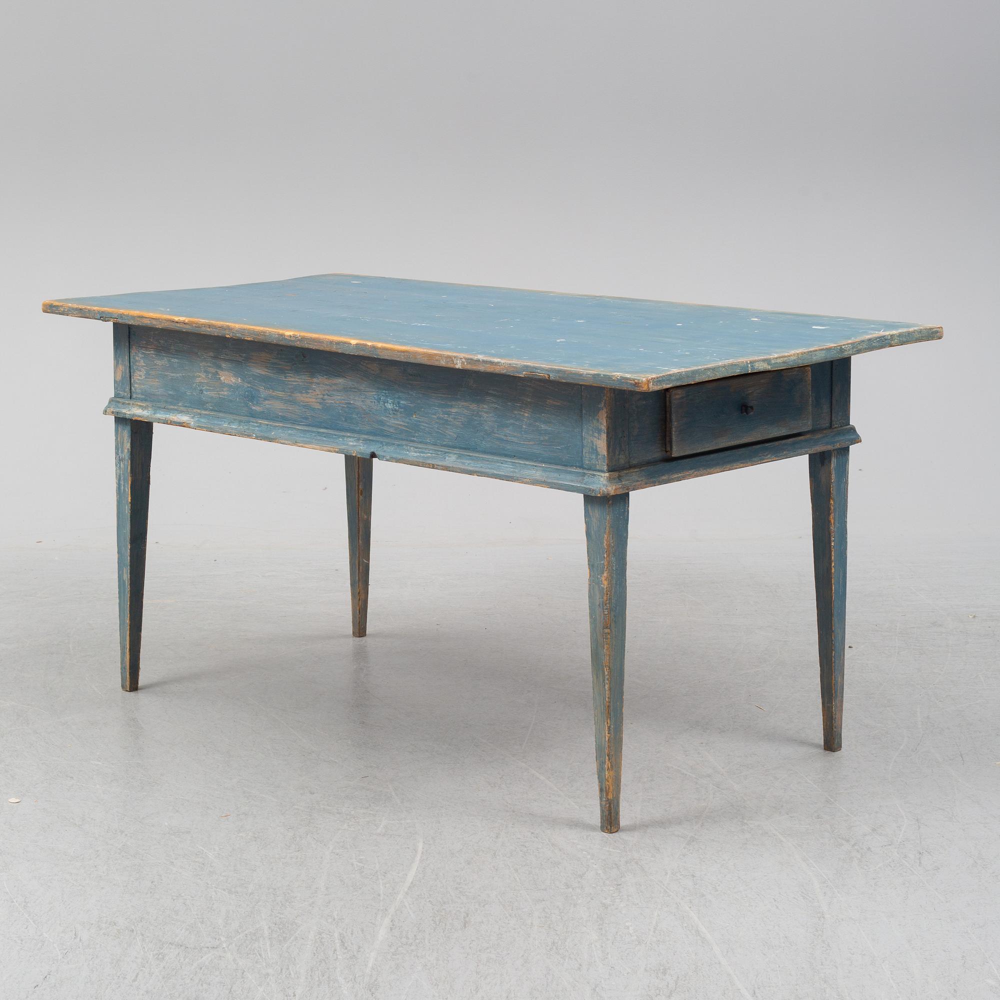 A painted pine table, 19th Century.