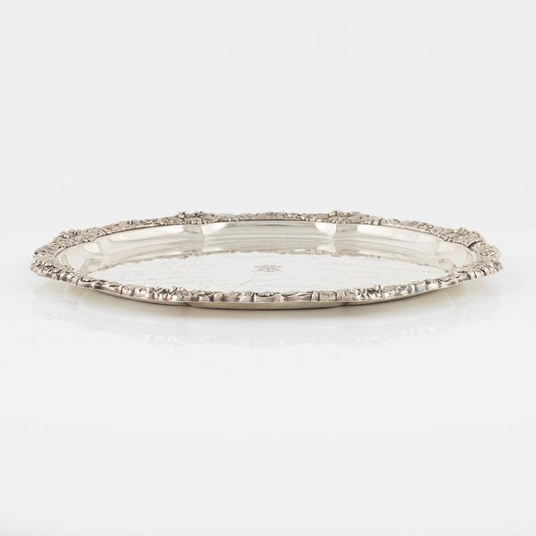 CG Hallberg, bricka, silver, Stockholm 1949.