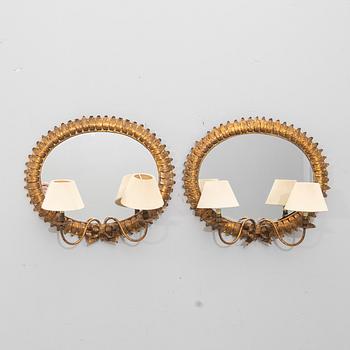 Mirror sconces, a pair, 20th century.