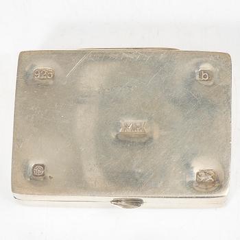 Six English silver boxes and a spectacle case for a chatelaine, silver, Birmingham and Sheffield.