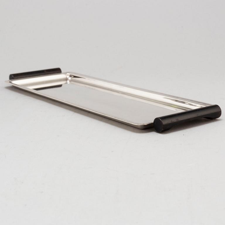 FOLKE ARSTRÖM, cocktailglas, 6 st, samt  bricka, nysilver, 1930/40-tal.