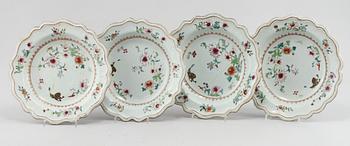 TALLRIKAR, 4 st, porslin, Kina, 1700-tal.