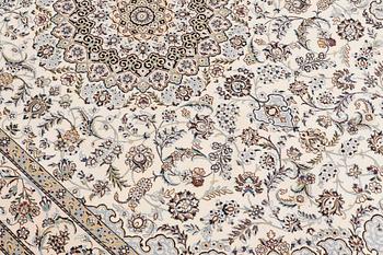 A part silk Nain carpet, so called 6 LAA, signed Akhavan, c 240 x 154 cm.