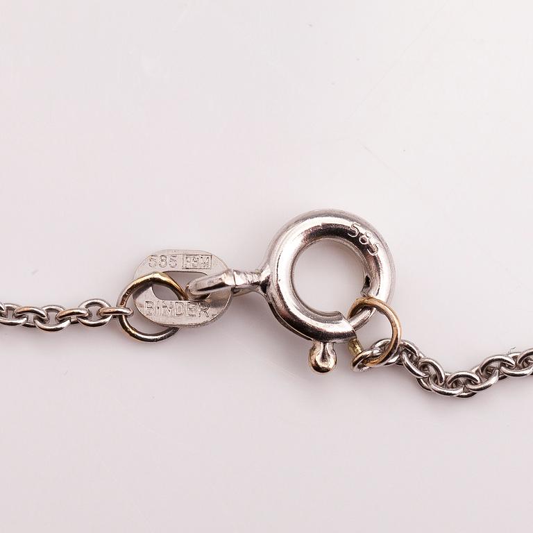 HALSBAND, 14K och 18K vitguld, topas ca 3.50 ct och briljantslipade diamanter ca 0.78 ct tot.