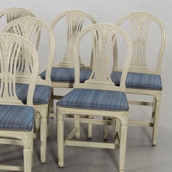 A set of eight Swedish late Gustavian chairs begging of the 19th century.