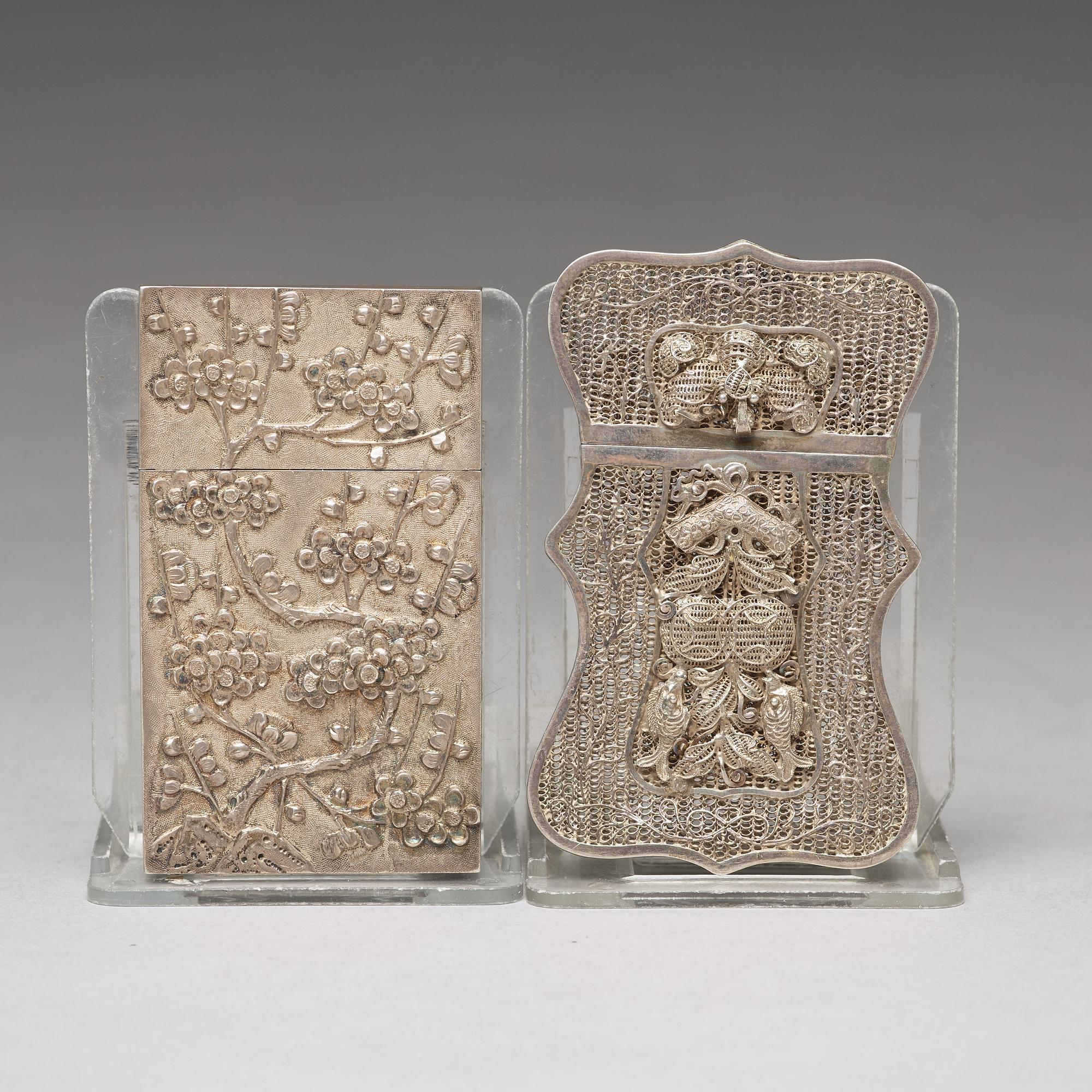 Two Chinese silver card holders, early 20th Century.