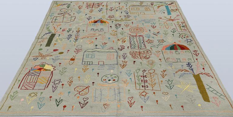 Matta, Kelim, handbroderad, 239 x 176 cm.