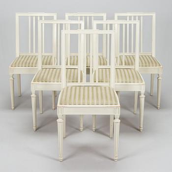 Chairs, 6 pcs, Gustavian style, later half of the 20th century.