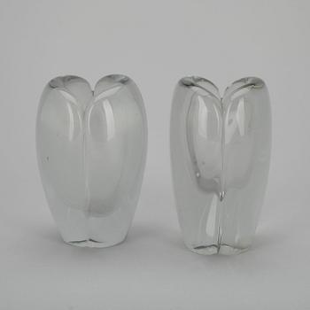 VASER, 2 st, glas, signerade K. Franck Nuutajärvi Notsjö -57 resp. 58.