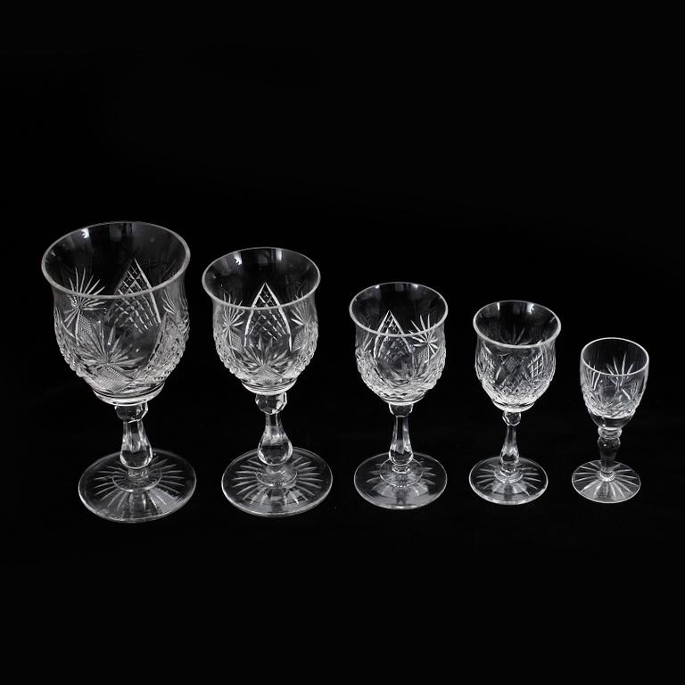 SERVISDELAR, 82 delar, glas, snarlika, omkring sekelskiftet 1900.