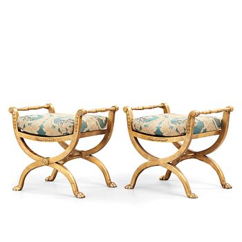 31. A pair of late Gustavian early 19th century stools.