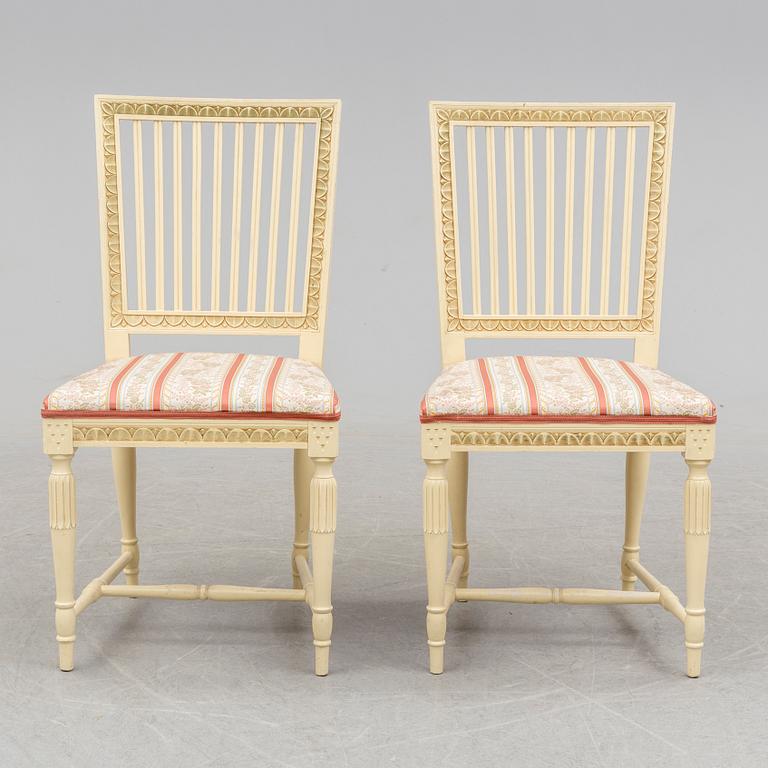 Six Gustavian style chairs, mid 20th Century.