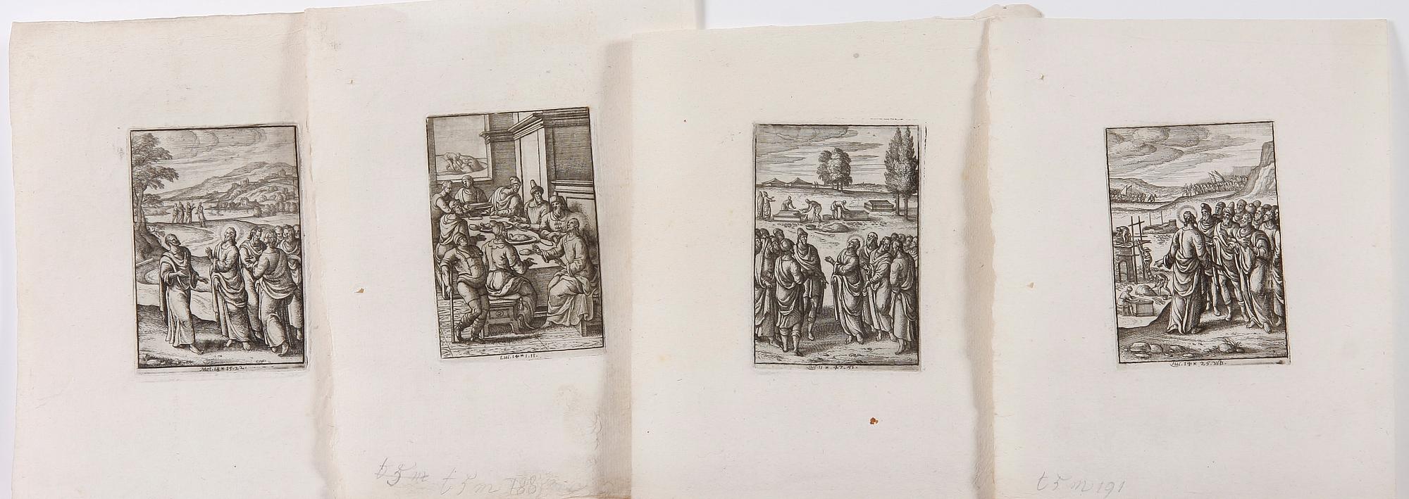 KOPPARSTICK ,33 st, bla efter J. Bourdon, 1700-1800-tal.