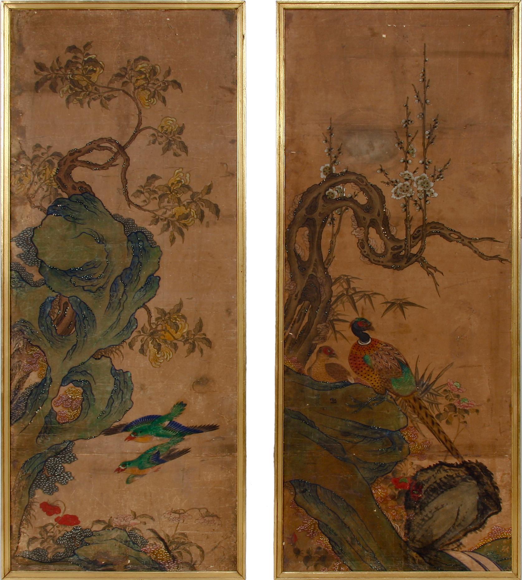 MÅLNINGAR PÅ PAPPER, 2 st, Qing dynastin, Kina.