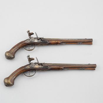 Flintlock pistols, a pair, signed Penterman, Utrecht, early 18th century.