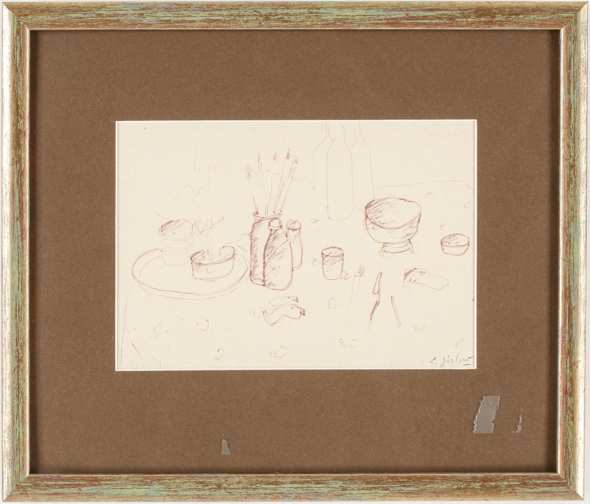 LENNART JIRLOW, teckning, signerad.