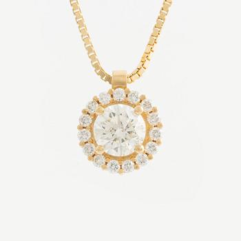 Hängsmycke 18K guld med runda briljantslipade diamanter.