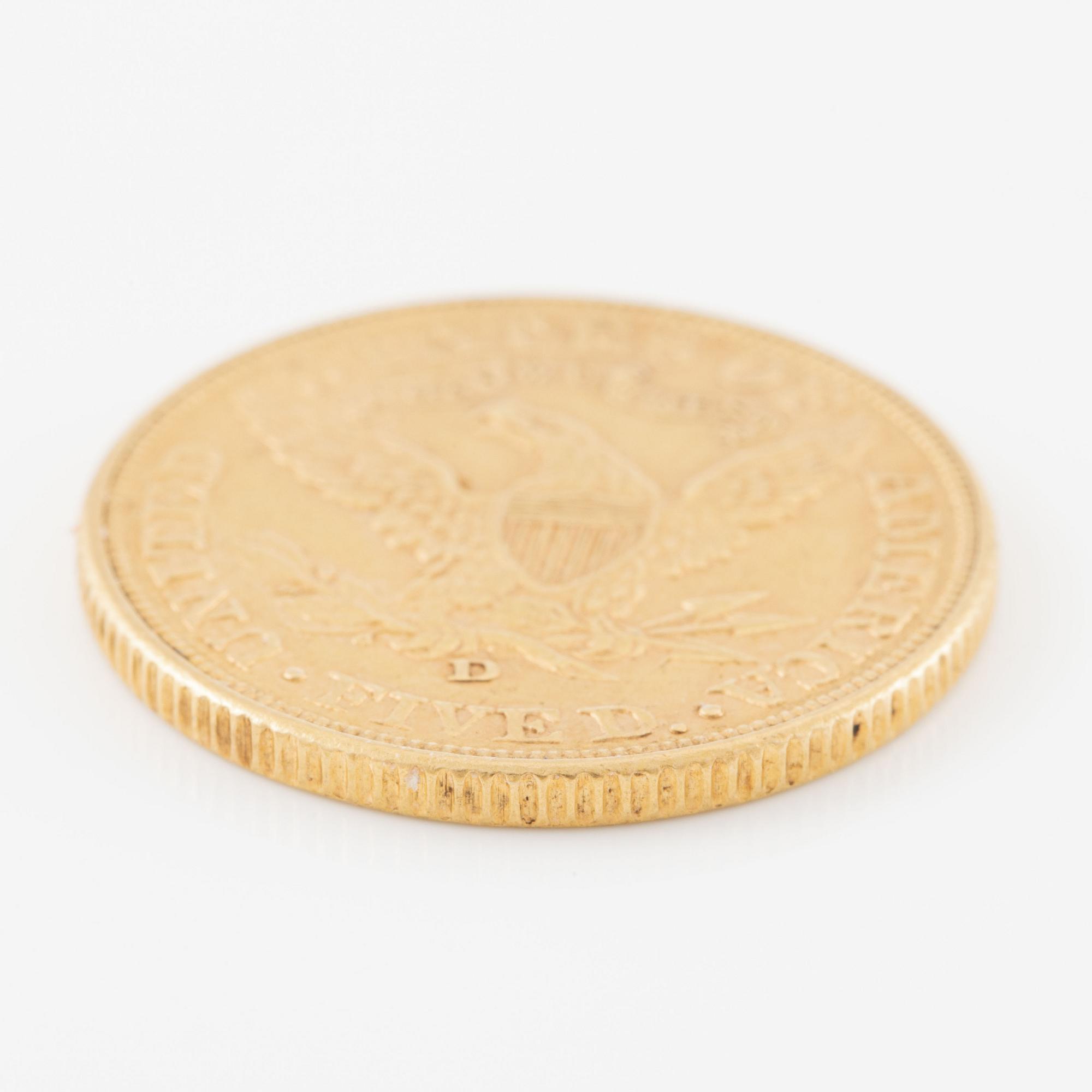Gold coin, USA, 5 dollars, Liberty Head, 1906.