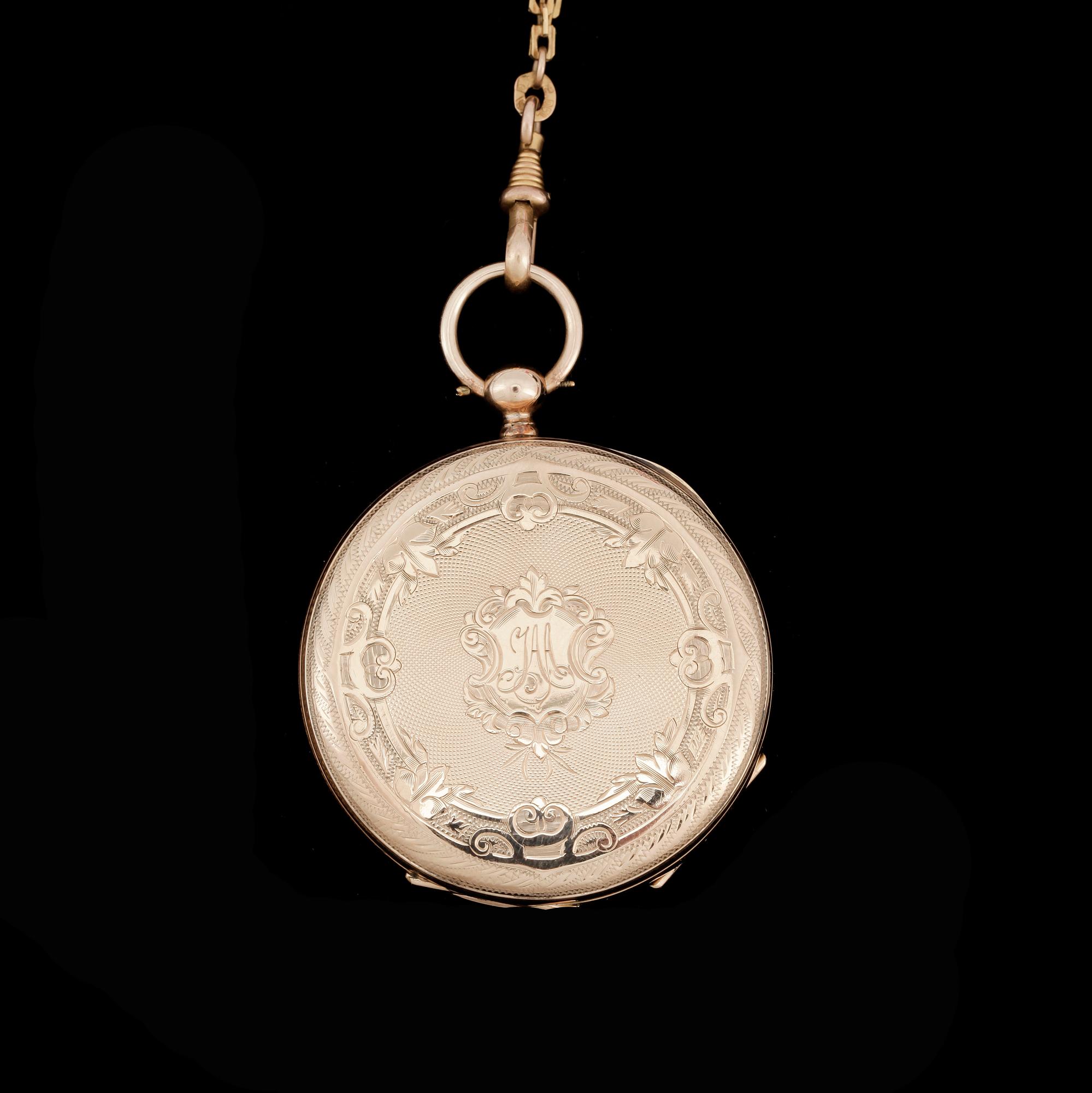 DAMFICKUR, guld 14K, sent 1800-tal. Tot ca 50 gram.