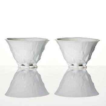 A pair of blanc de chine libation cups, Qing dynasty, 19th century.