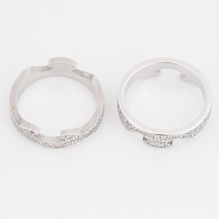 GEORG JENSEN, two "Fusion" brilliant cut diamond rings.