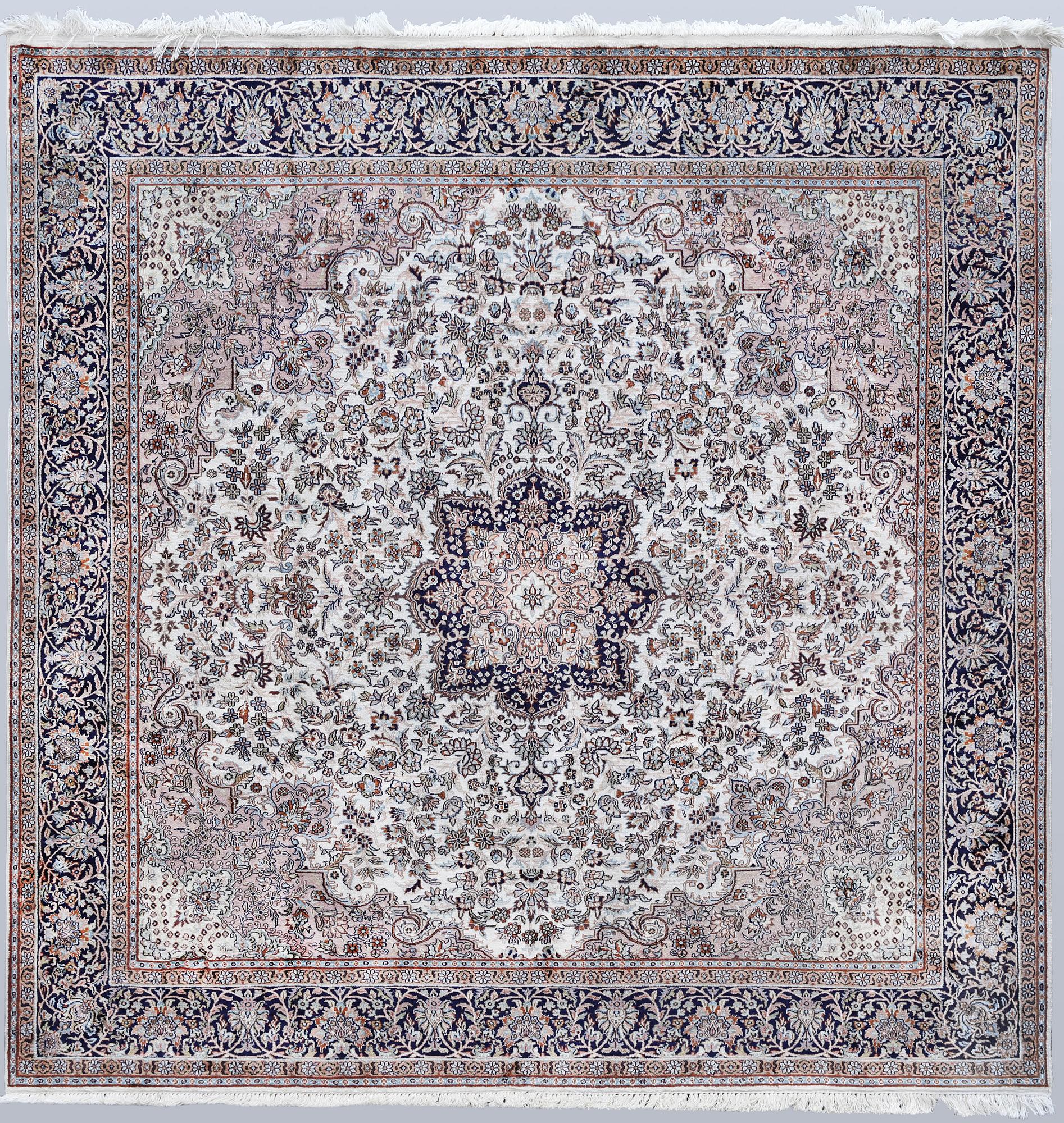 Rug, silk, Kashmir, approx. 215 x 212 cm.
