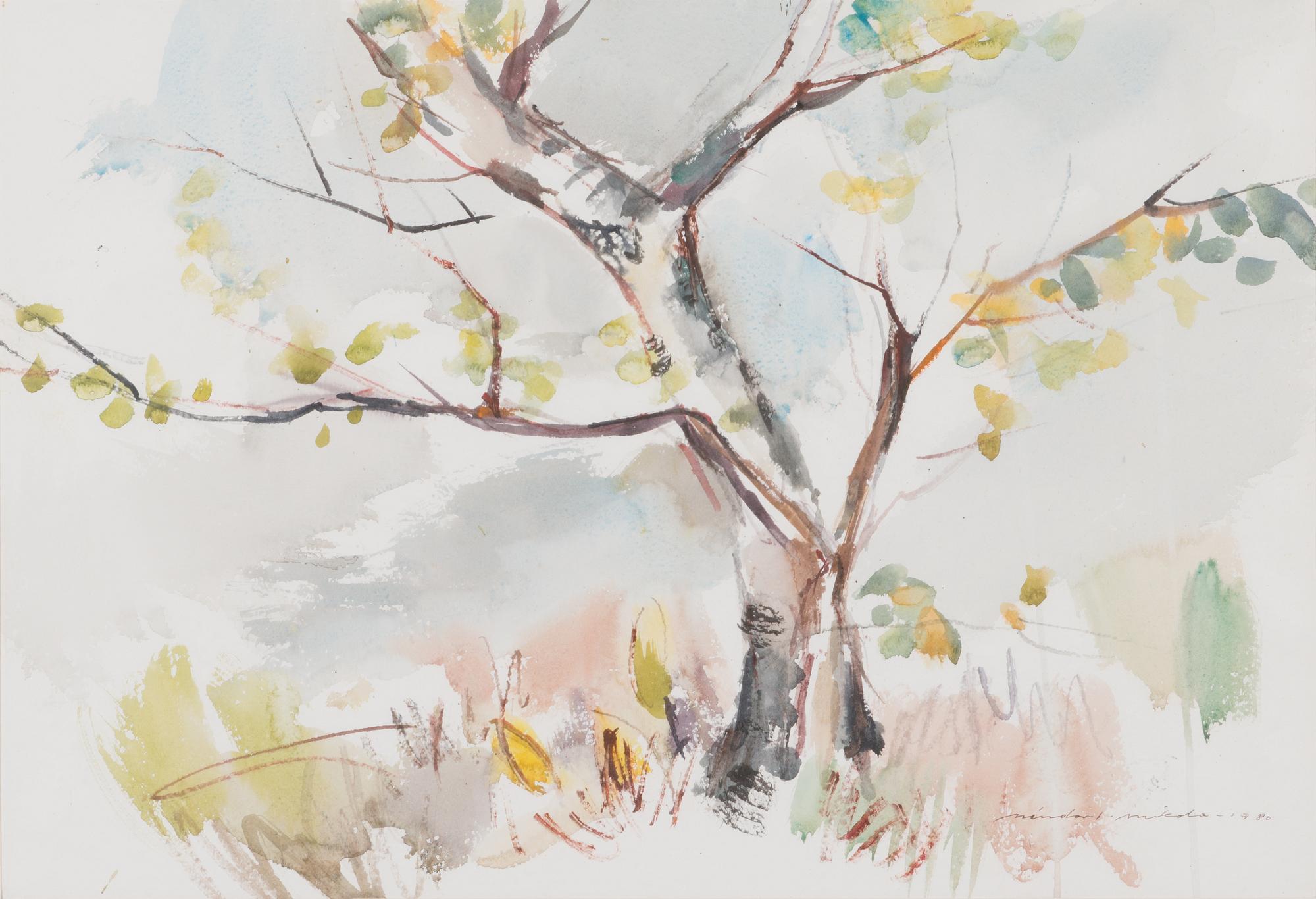 Nandor Mikola, watercolour, signed and dated 1980.