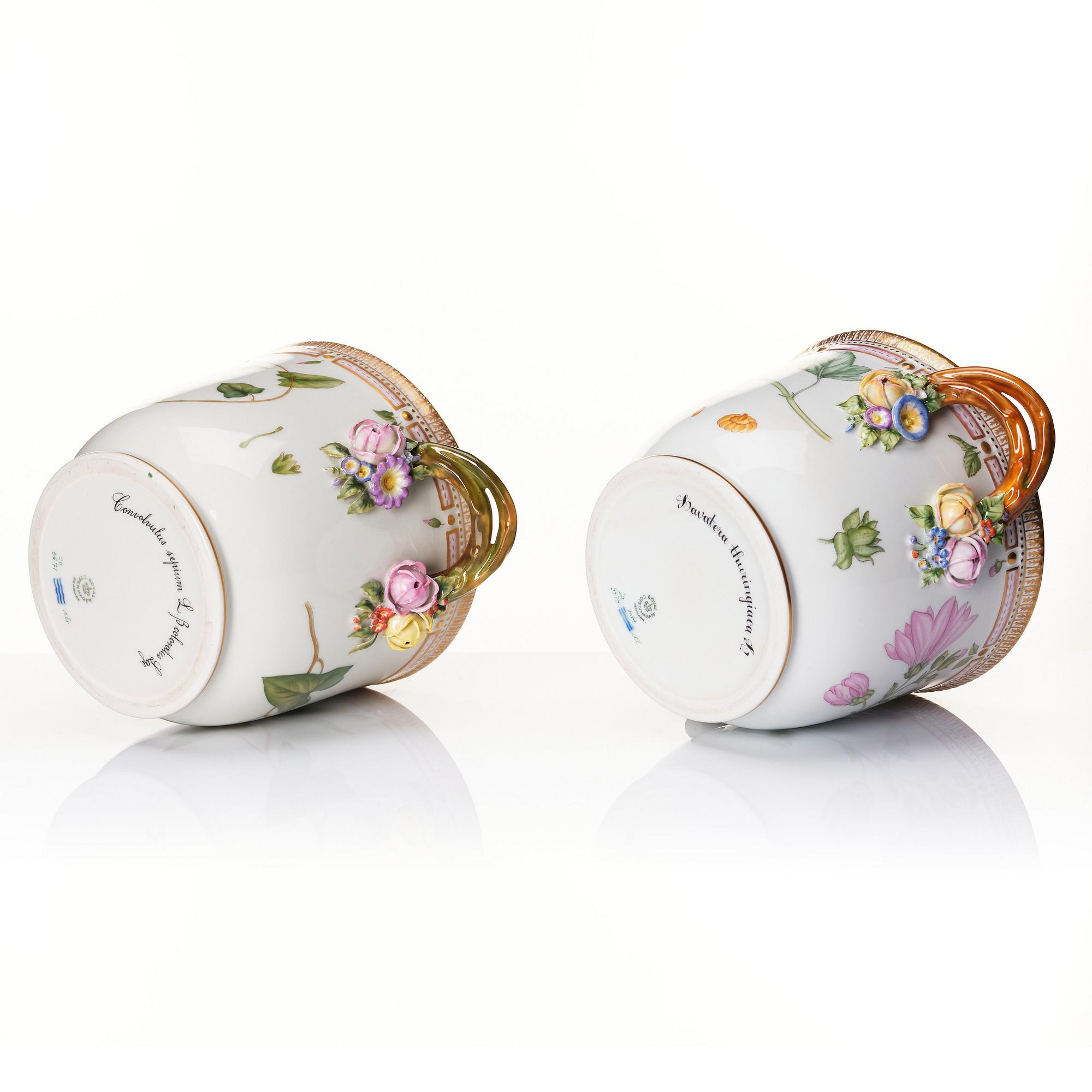 A pair of Royal Copenhagen 'Flora Danica' wine coolers/flower pots, Denmark, 20th Century.