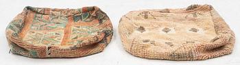 A pair of cases for poufs, Morocco, approx. 55 x 55 x 18 cm.
