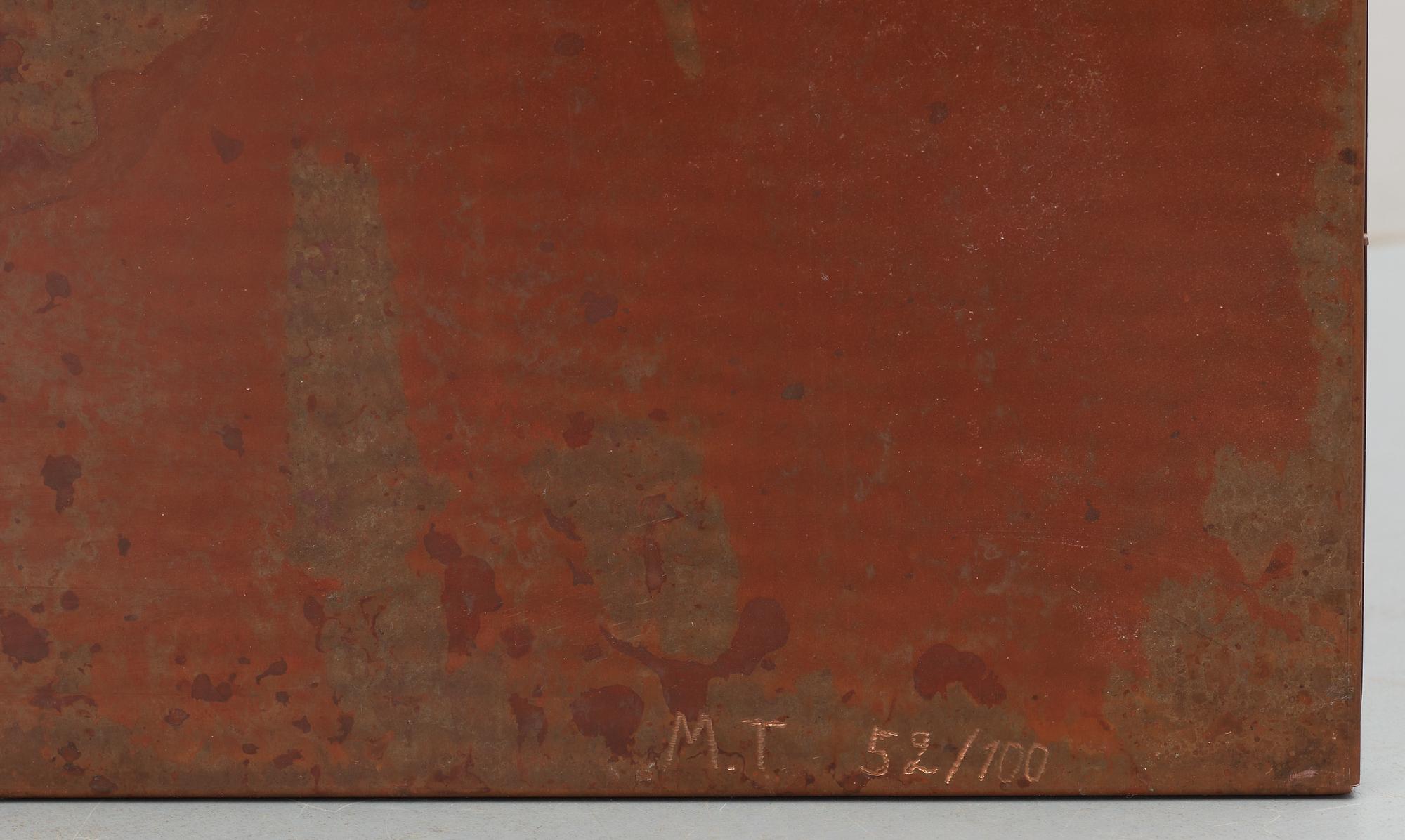 A Mats Theselius copper room divider by Källemo, Sweden post 1989.