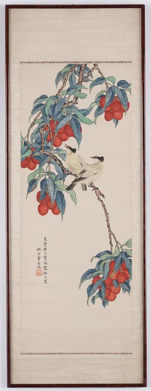 A Chinese Scroll painting, mid 20th Century. Wan Fen/Zheng Huirong 曾惠容.