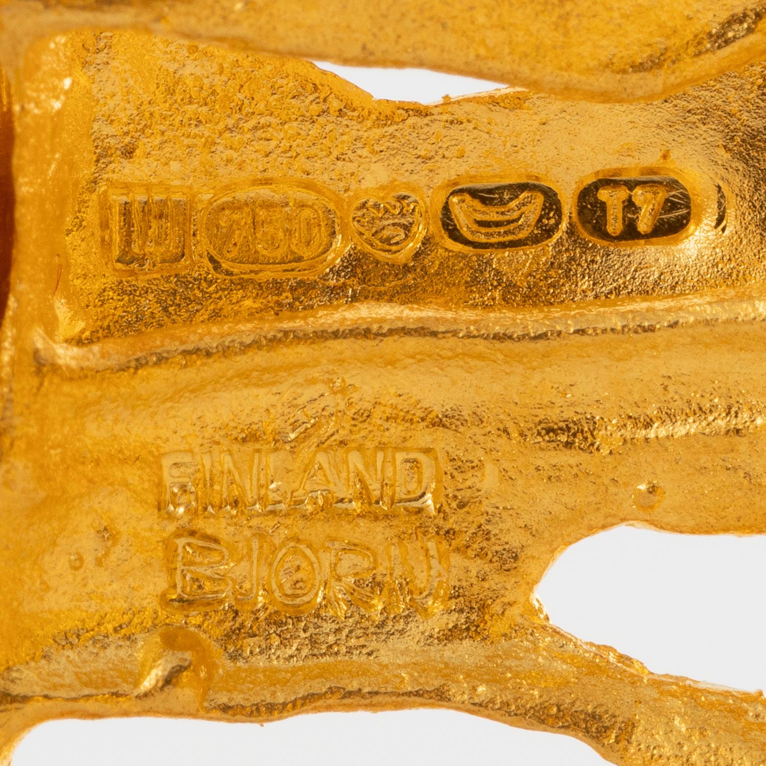 Björn Weckström, bracelet, "Offereld", 18K gold with tourmaline sticks, Lapponia 1972.