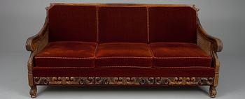 MÖBLEMANG 4 delar, ek, 1900-talets början.