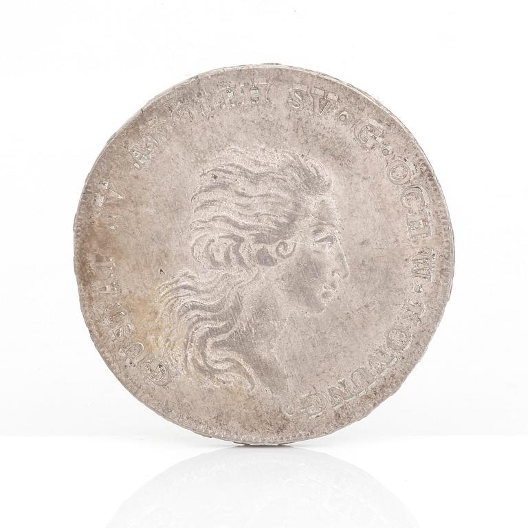 SILVERMYNT, 1 Riksdaler, Gustav IV Adolf av Sverige 1795. Vikt ca 29 gram.