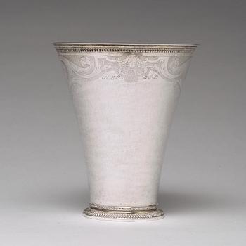 A Swedish 18th century parcel-gilt silver beaker, mark of Axel Johan Limnell, Växjö 1757.