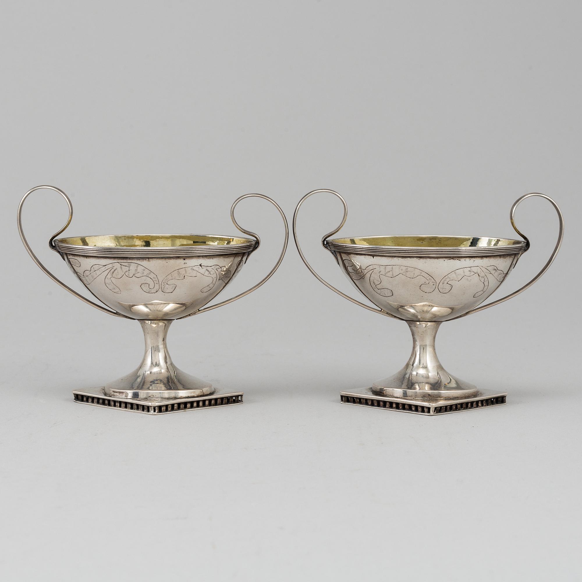 N ÖHSTEDT, saltkar ett par, silver, empire, Piteå 1841.