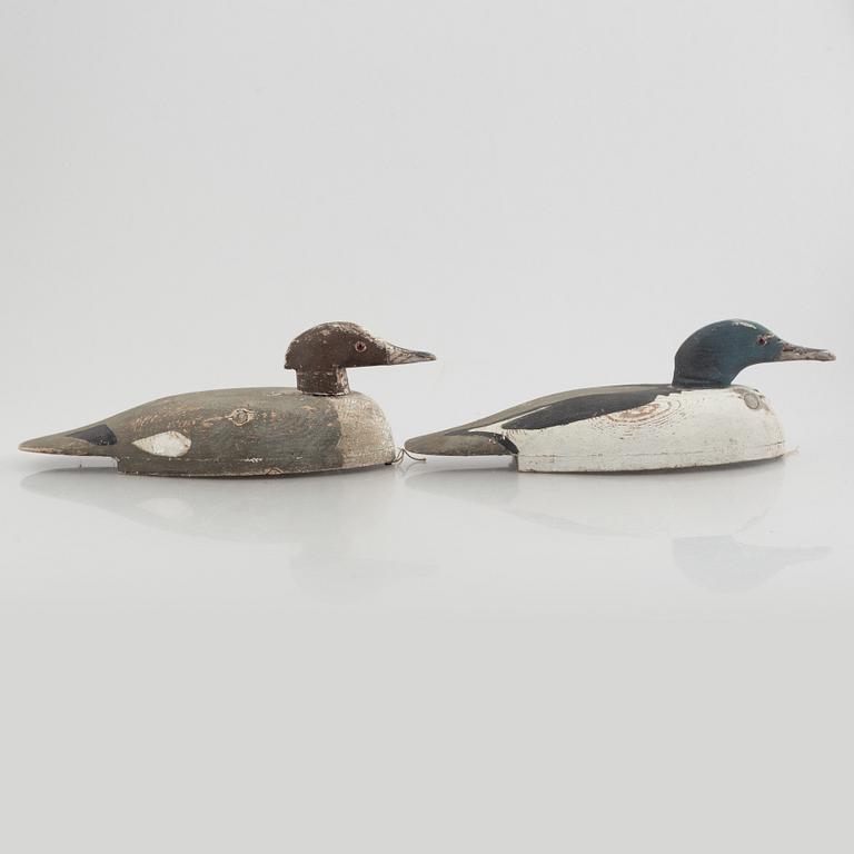 A pair of wood duck decoys, 20th century.