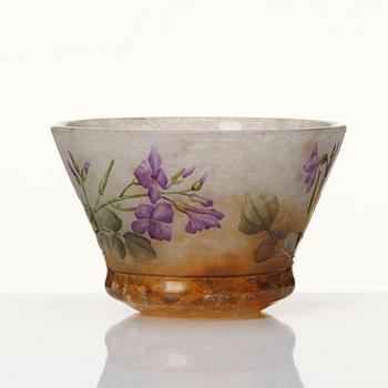 Daum, an enamel painted Art Nouveau cameo glass bowl, Nancy France.