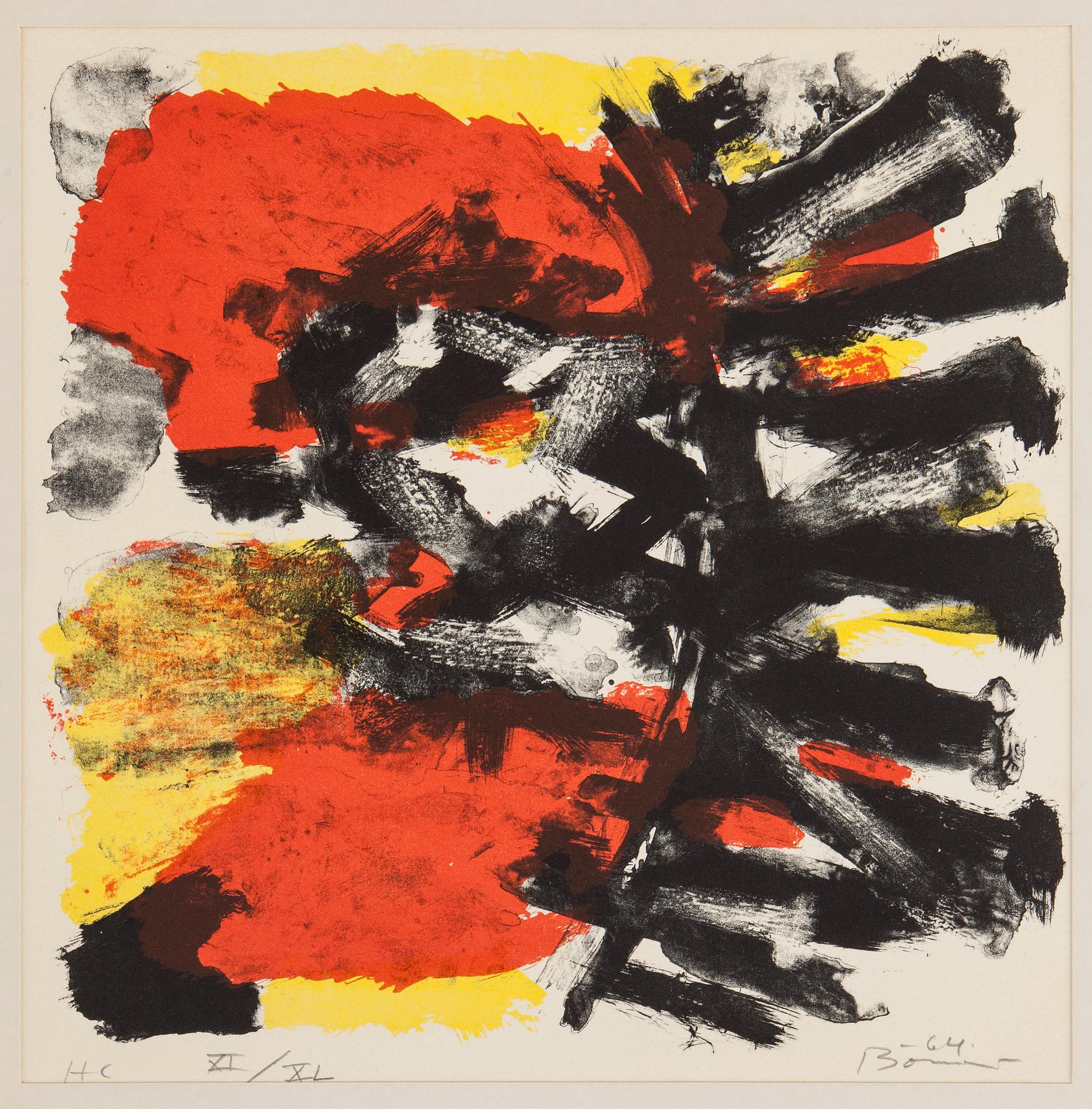 OLLE BONNIÉR, 3 litografier, triptyk. Signerade, numrerade XI/XL. Daterade 1964.