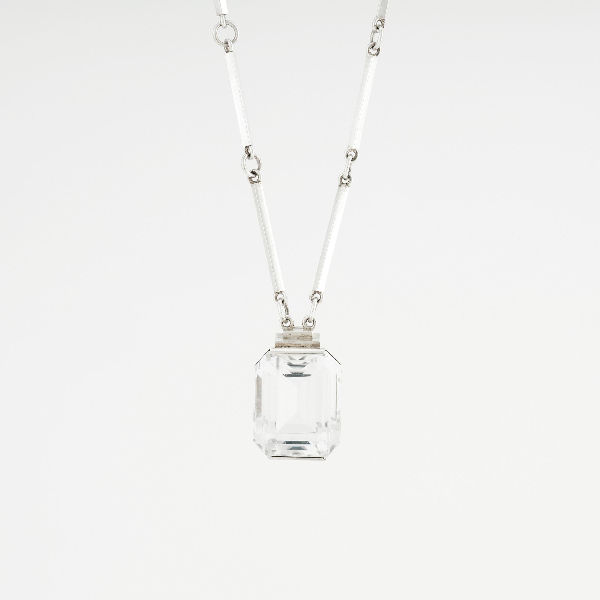 Wiwen Nilsson, a rock crystal and sterling silver necklace and pendant, Lund Sweden 1942.