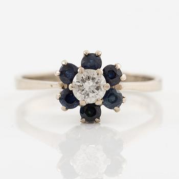 Ring 14K white gold with sapphires and a brilliant-cut diamond, Finland.
