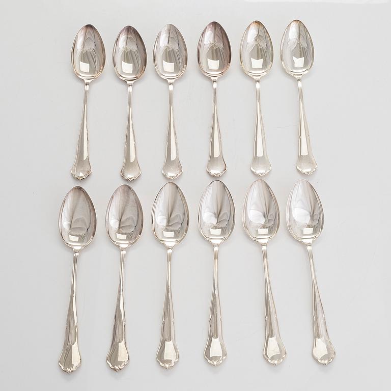 A silver cutlery set for 12 persons, 36 pieces,   "Chippendale",  Auran Kultaseppä, Turku 1988-1990.