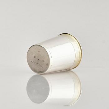 A German parcel-gilt silver beaker, mark of Paul Solanier (1635-1724), Augsburg possibly 1697-99.