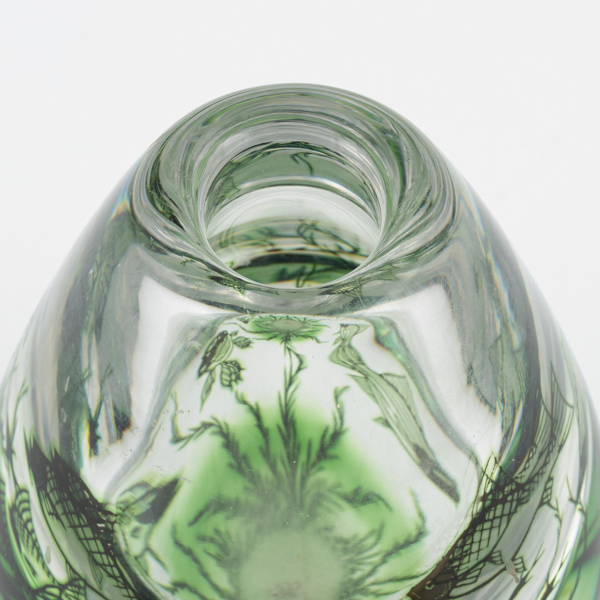 Edward Hald, a graal vase, Orrefors Sweden 1974.
