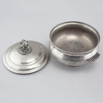 A lidded pewter terrine, model 277, Firma Svenskt tenn 1926. The lion probably designed by Anna Petrus.