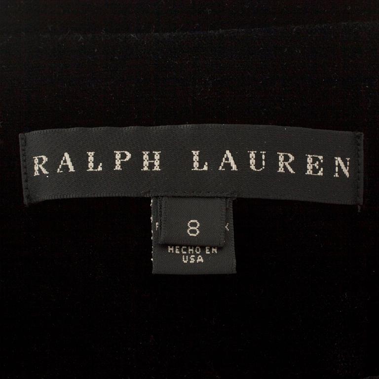 RALPH LAUREN, a black velvet tuxedo jacket.