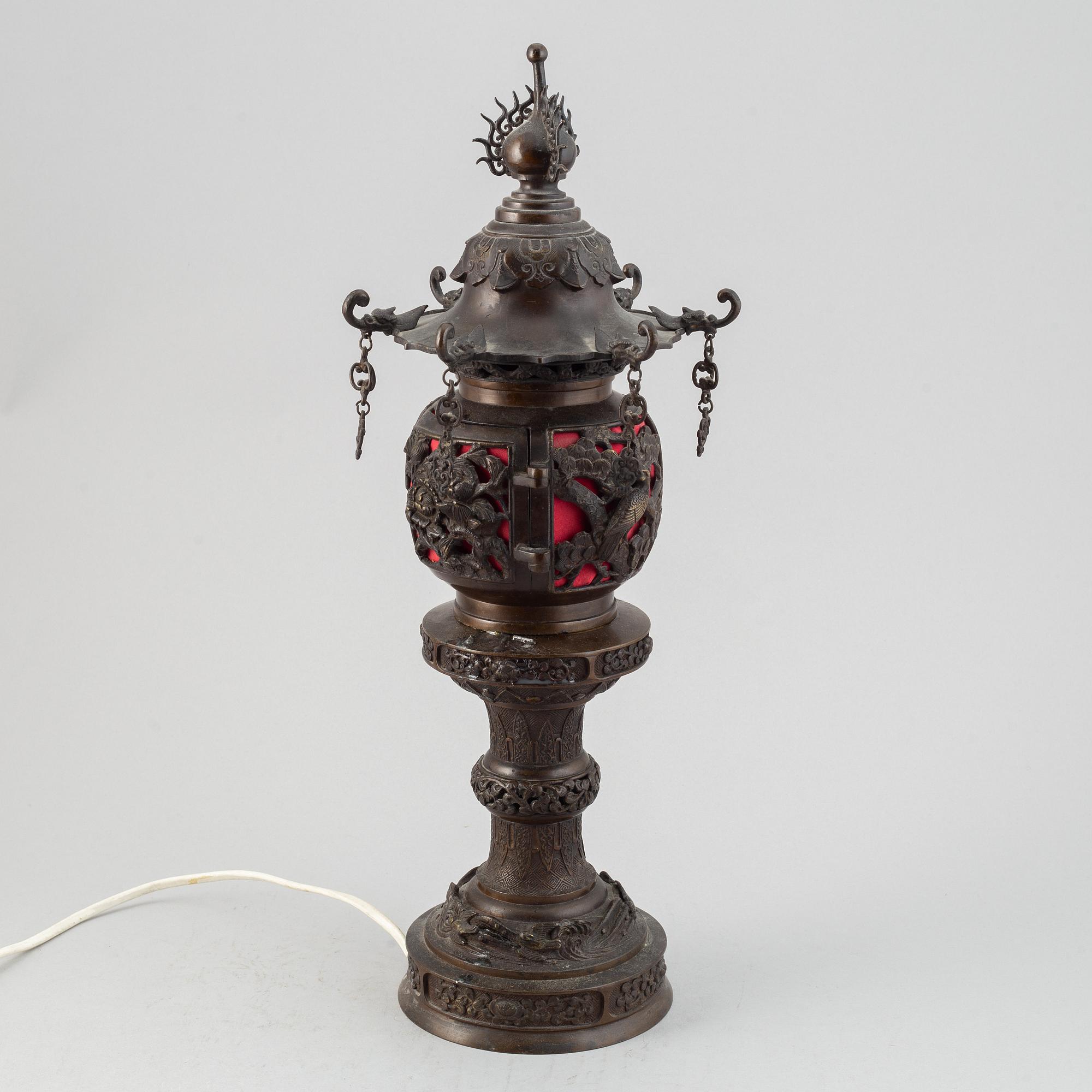 A Japanese bronze lantern, circa 1900.