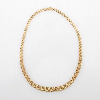 August Mikkov necklace 18K rose gold graduated Bismarck link Stockholm 1962.