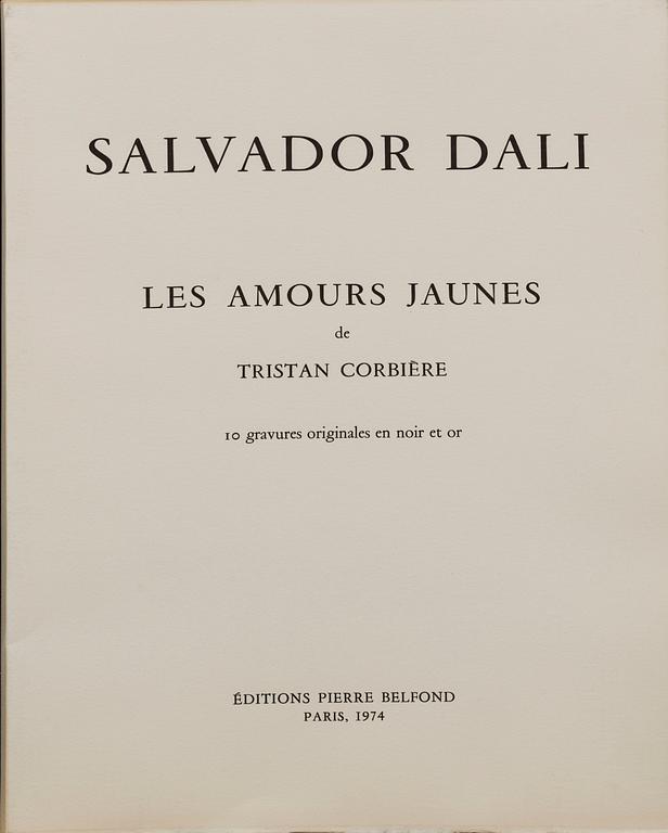 SALVADOR DALÍ, 10 engravings with gold paint, "Les Amours Jaunes", signed and numbered 83/300.